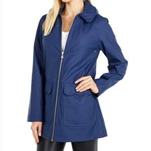 Kate Spade Scallop Pocket Matte Navy Rain Jacket